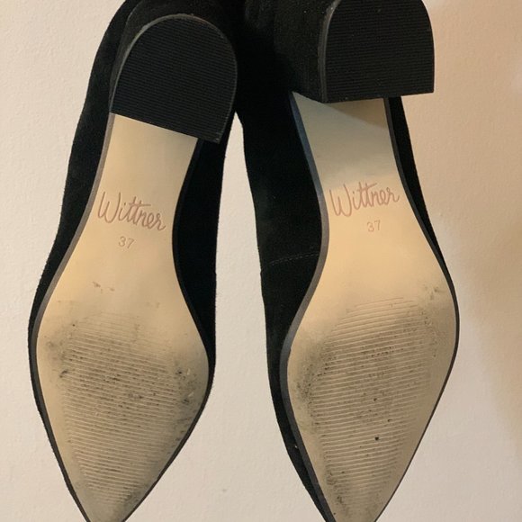 Wittner Black Suede Block Heels - Picture 4 of 4